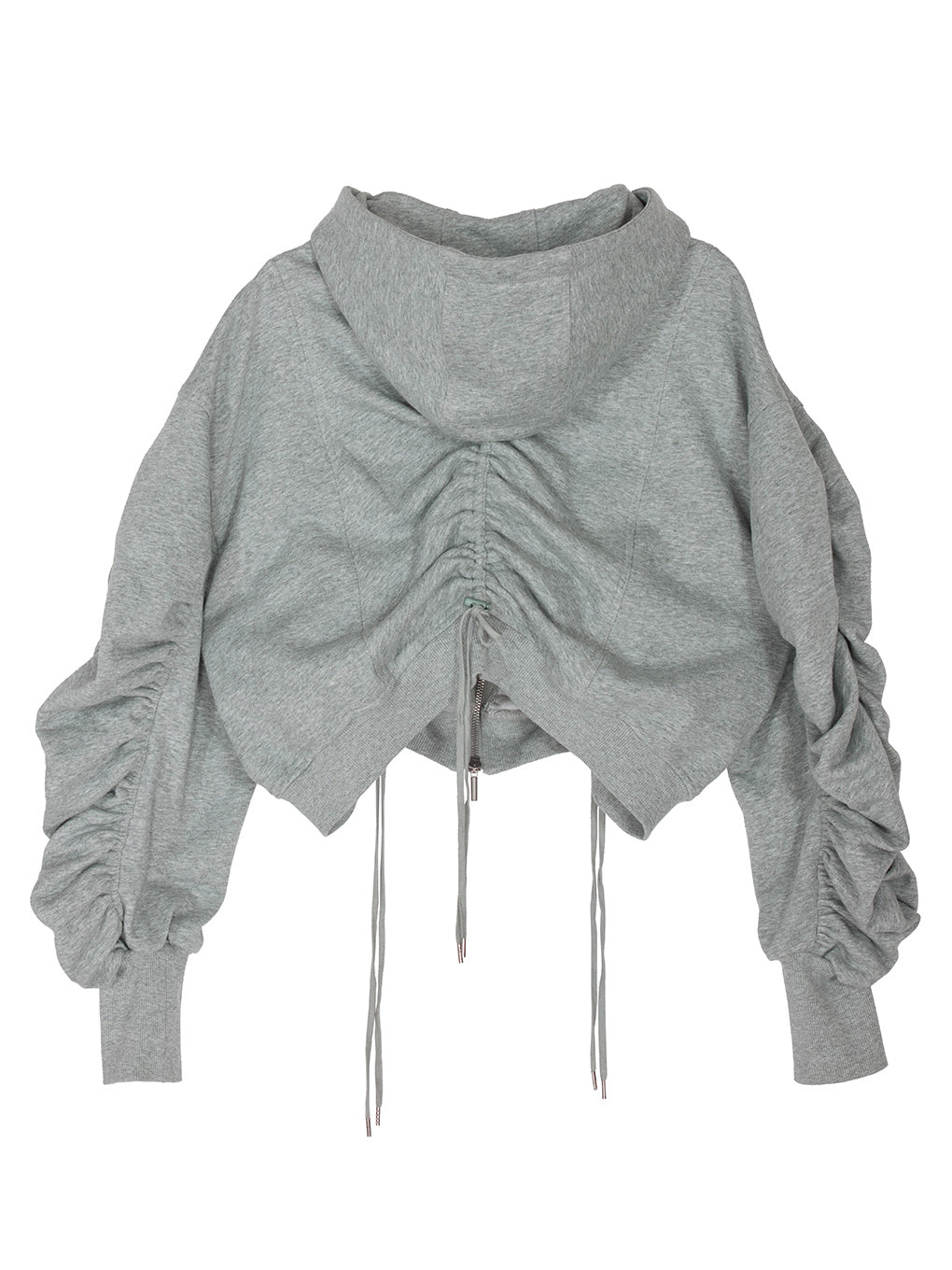 VOLUME GATHERED ZIP UP HOODIE