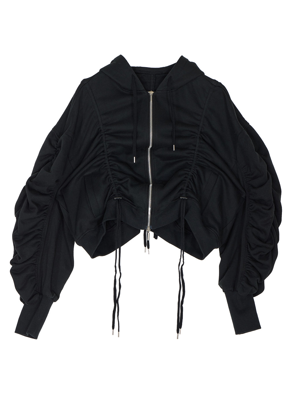 VOLUME GATHERED ZIP UP HOODIE