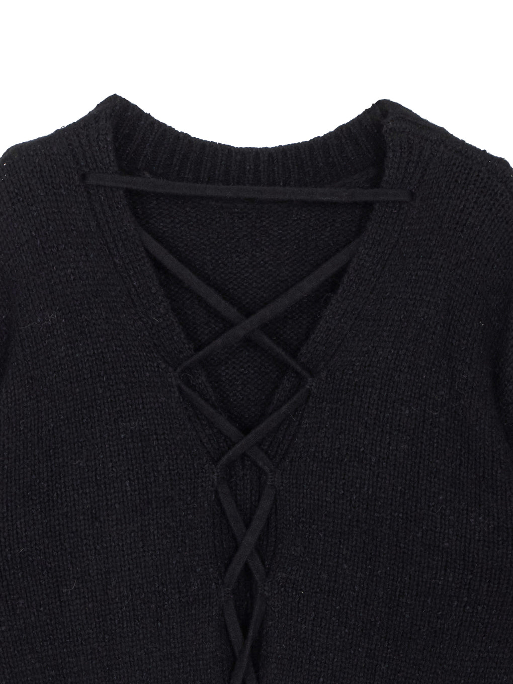 BACK OPEN LACE UP KNIT TOP