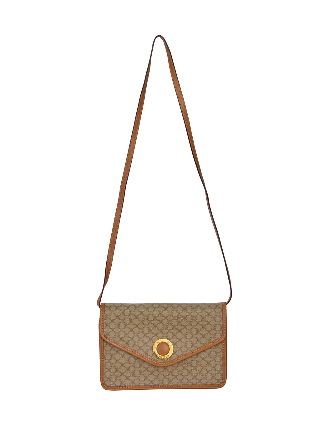 ✨CELINE セリーヌ マカダム柄 ショルダーバッグ ロゴライン フラップ 