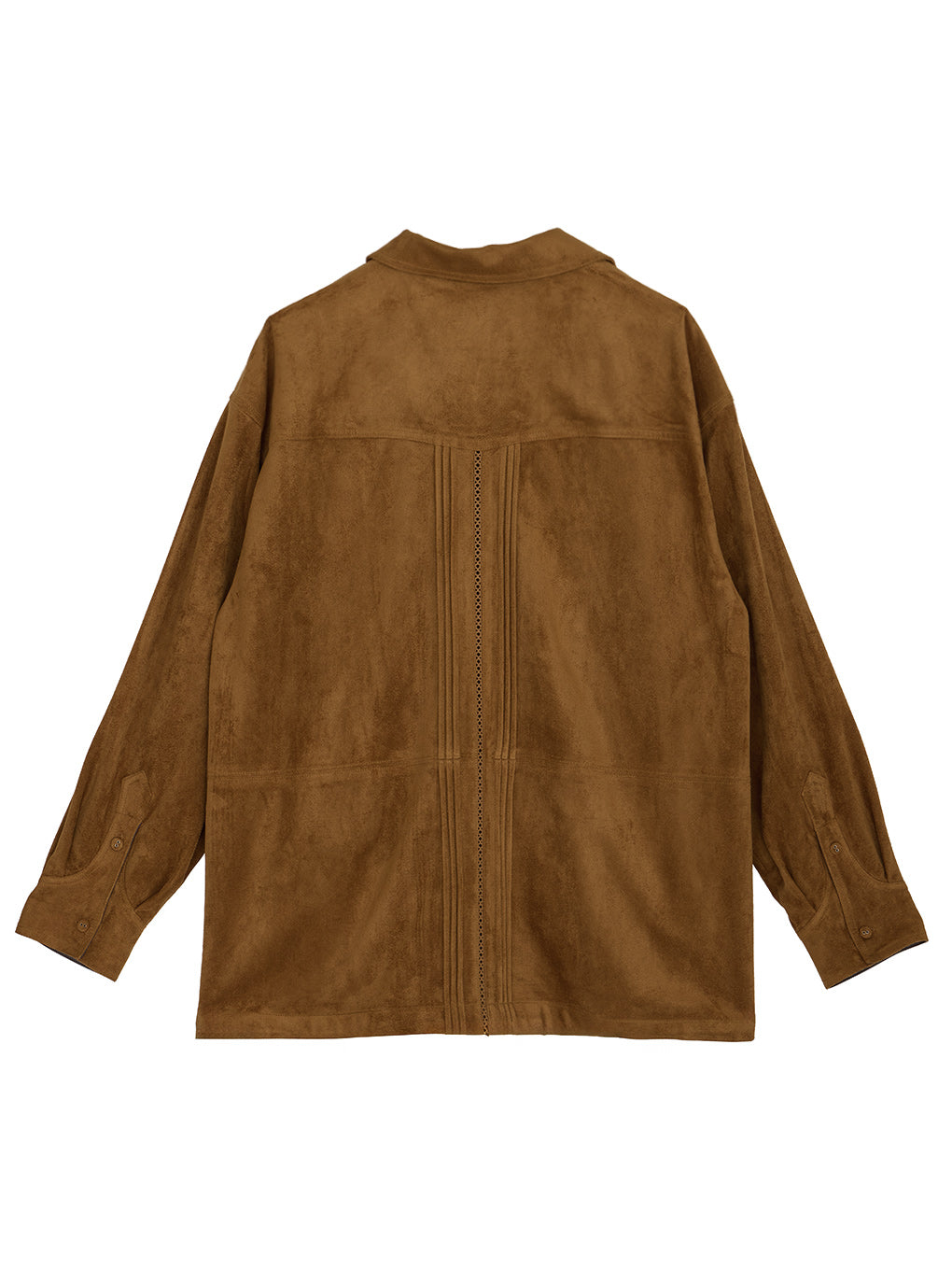 PINTUCK SYNTHETIC SUEDE SHIRT