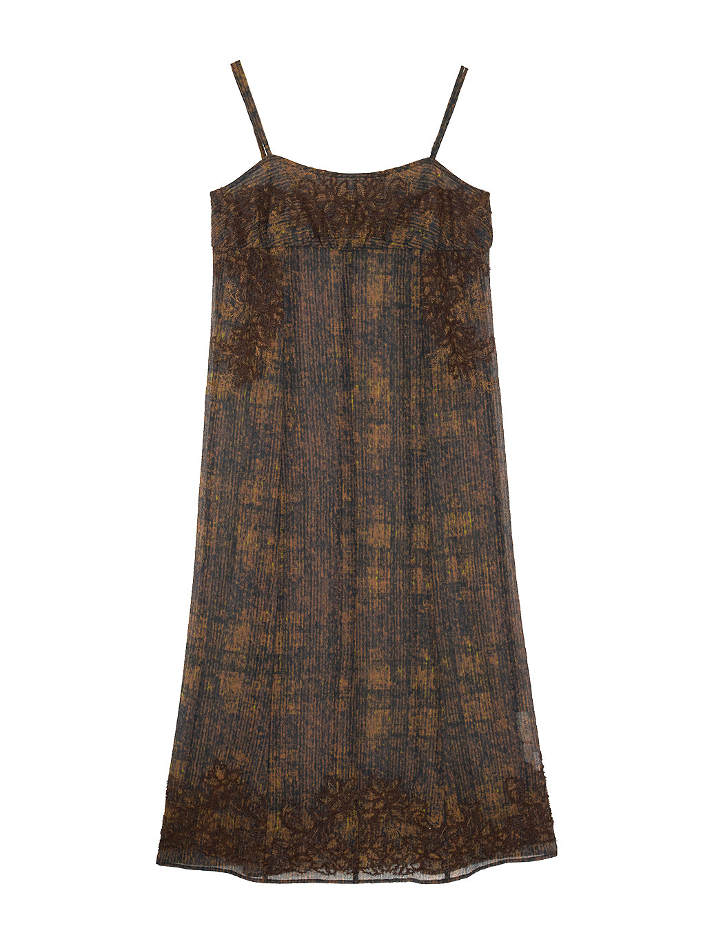 VINTAGE CHECK EMBROIDERY LONG CAMISOLE