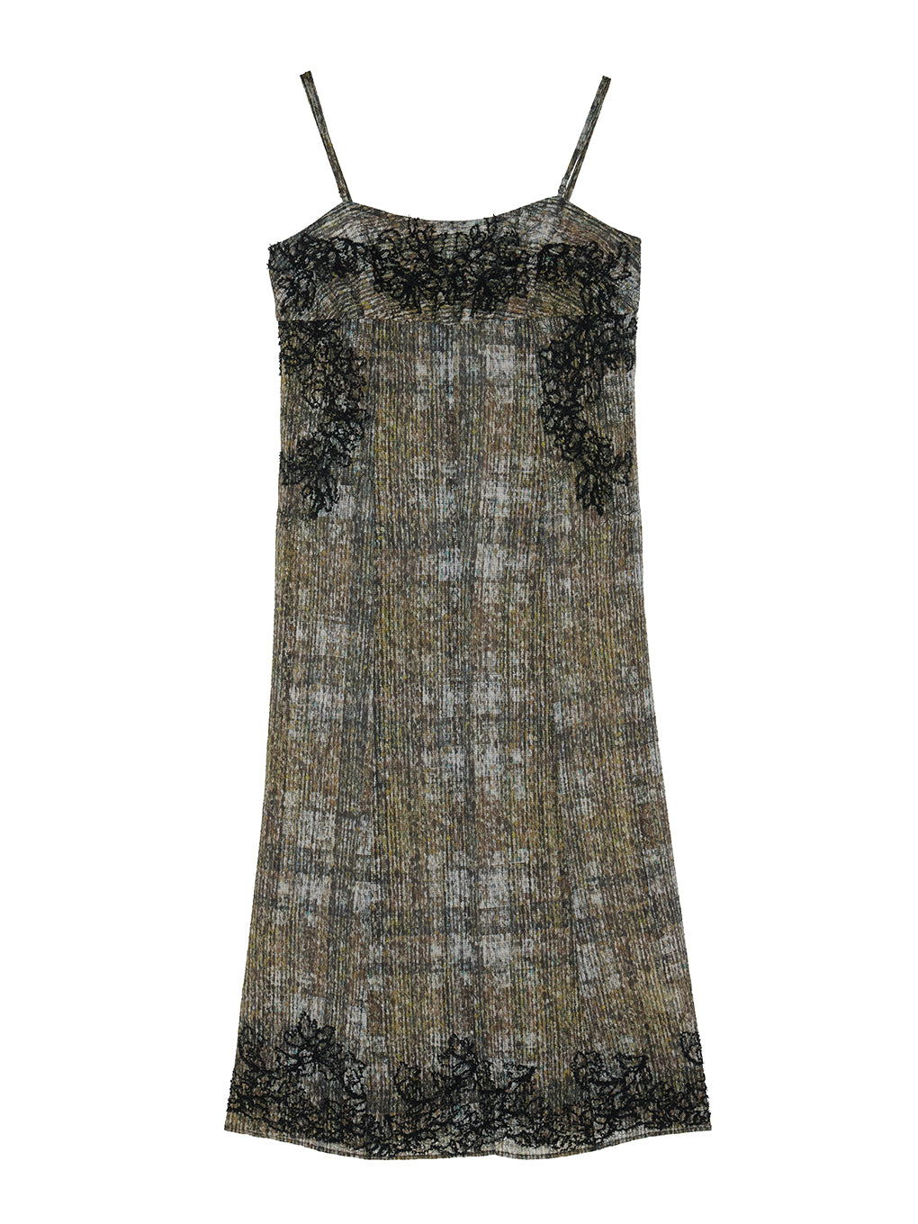 VINTAGE CHECK EMBROIDERY LONG CAMISOLE