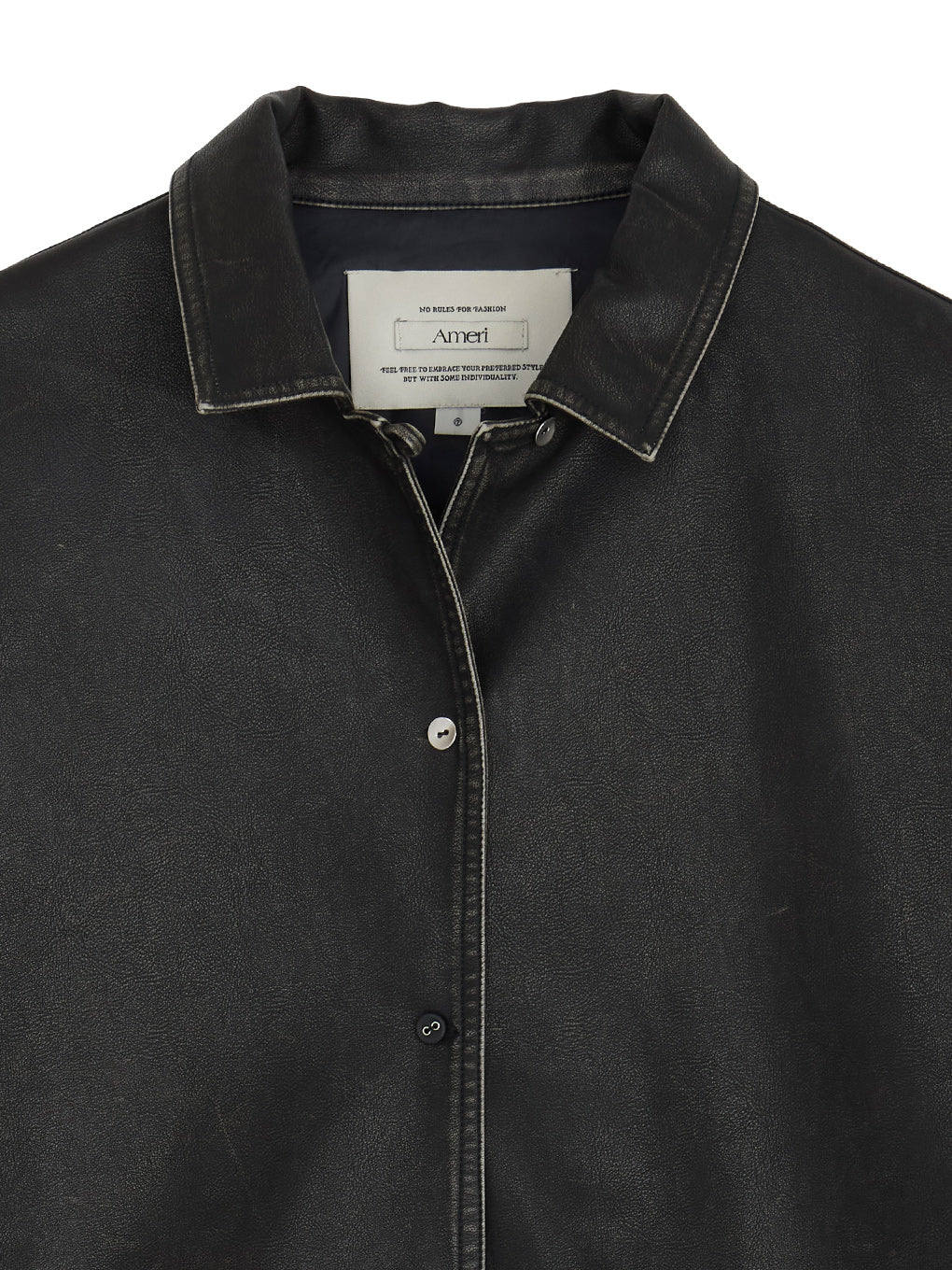 PINTUCK SYNTHETIC LEATHER SHIRT