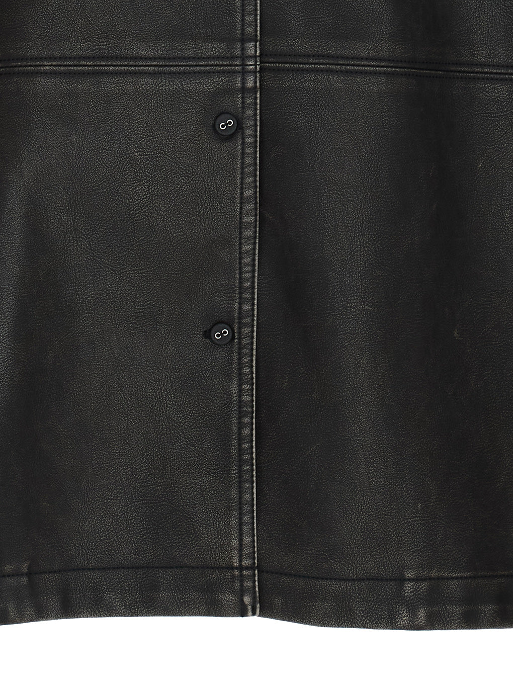 PINTUCK SYNTHETIC LEATHER SHIRT