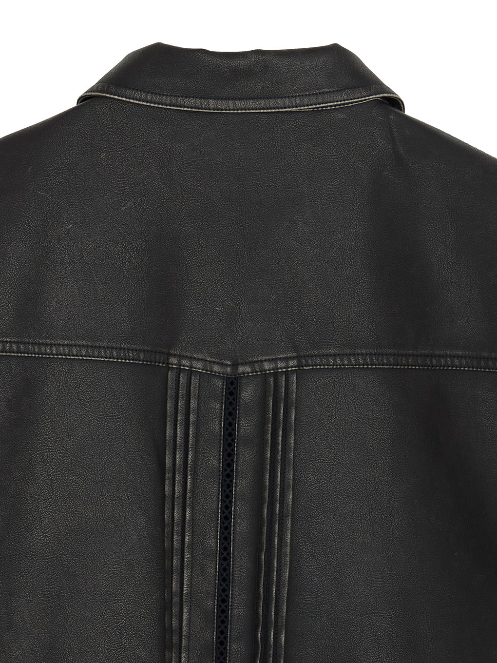 PINTUCK SYNTHETIC LEATHER SHIRT