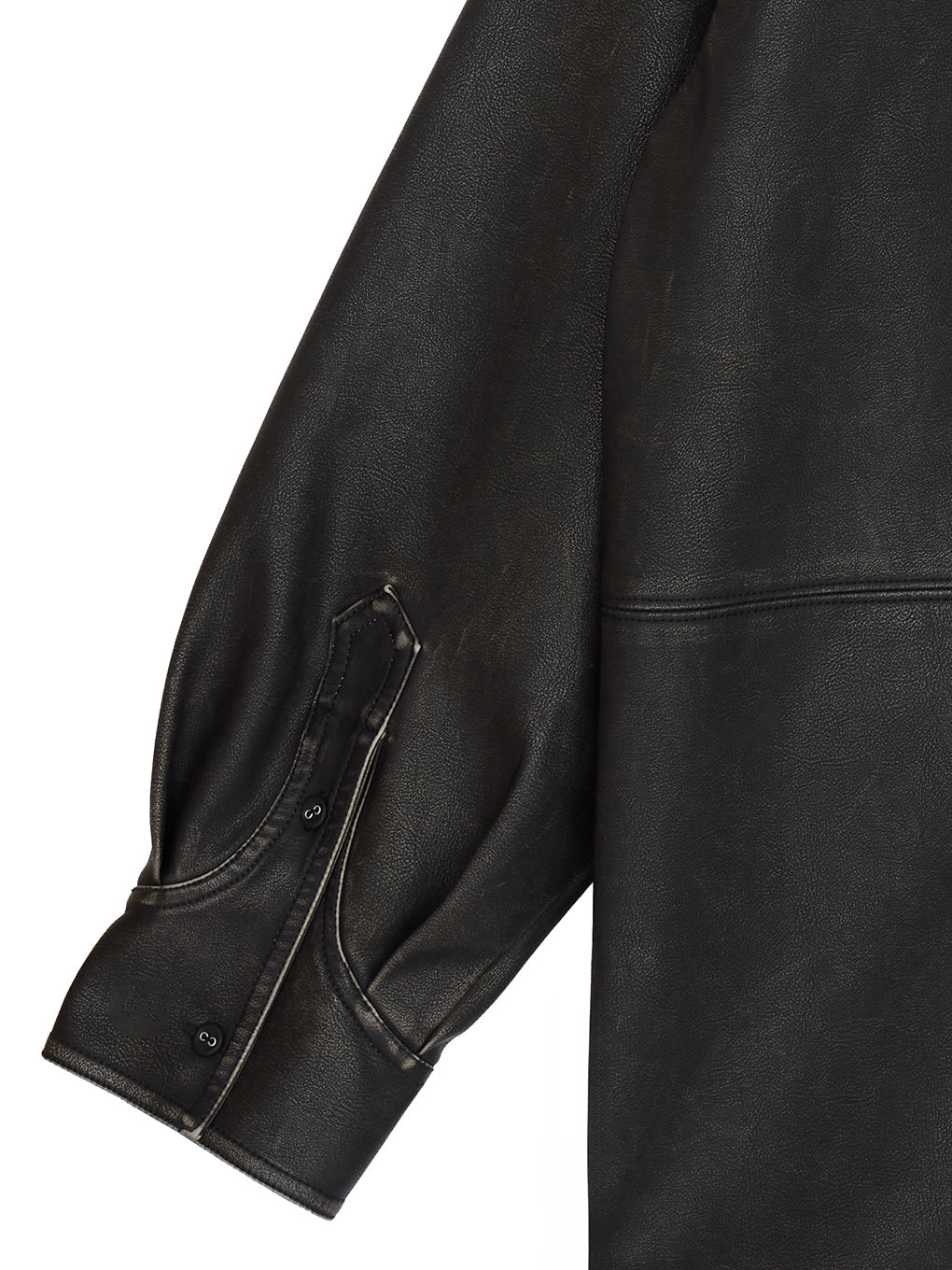 PINTUCK SYNTHETIC LEATHER SHIRT