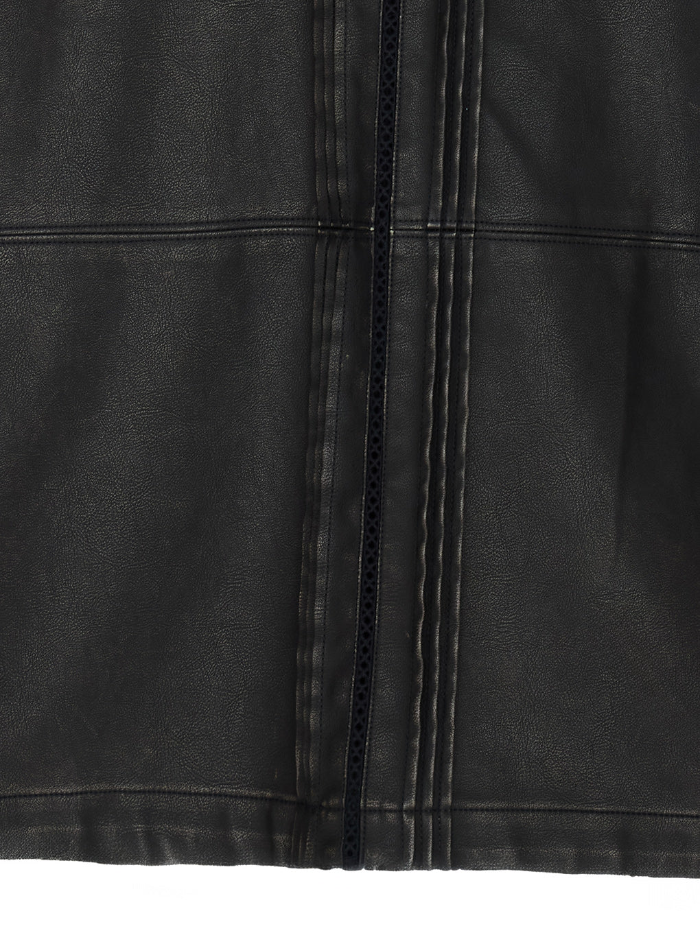 PINTUCK SYNTHETIC LEATHER SHIRT