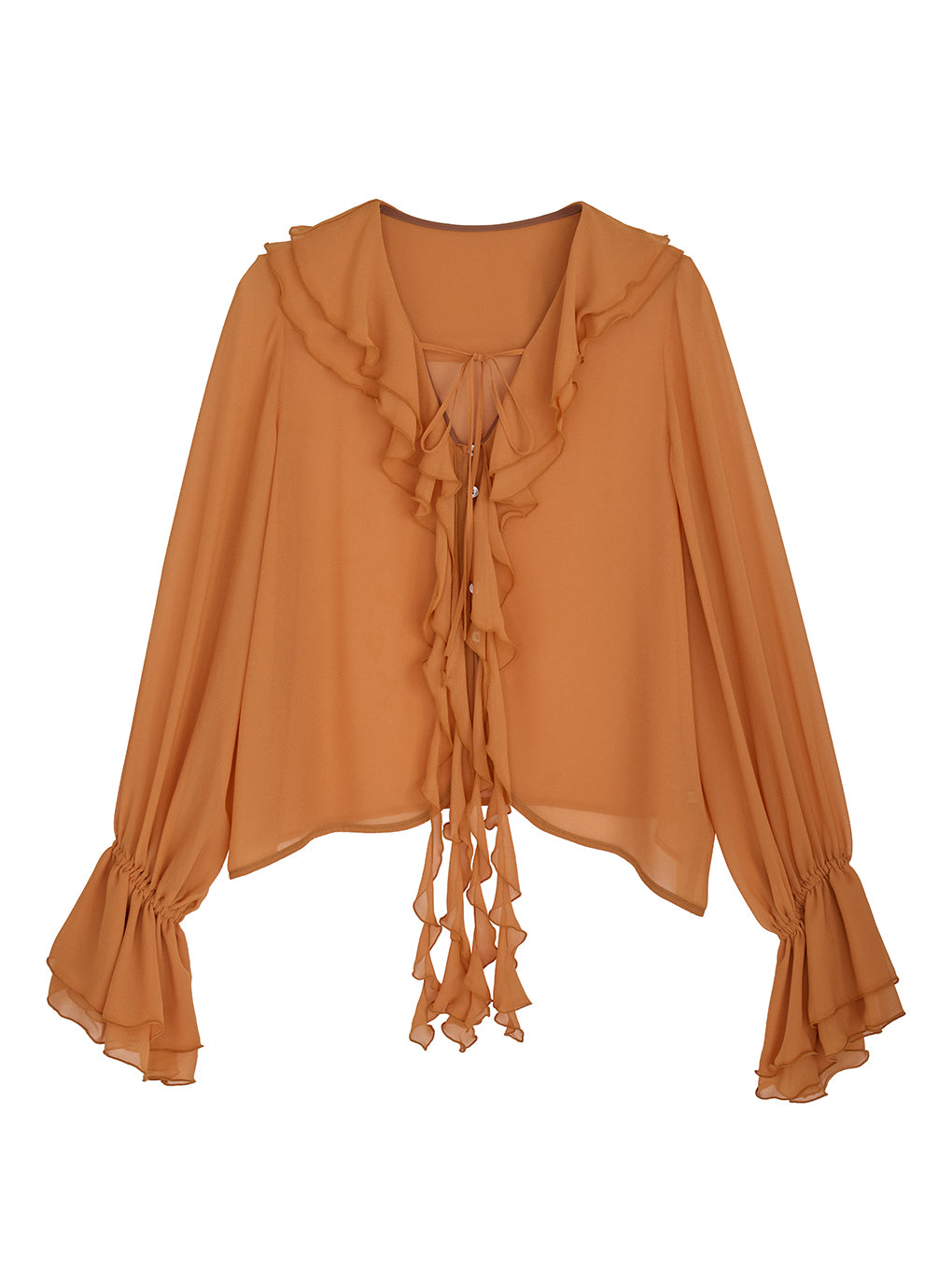 SHEER TWIST FRILL BLOUSE