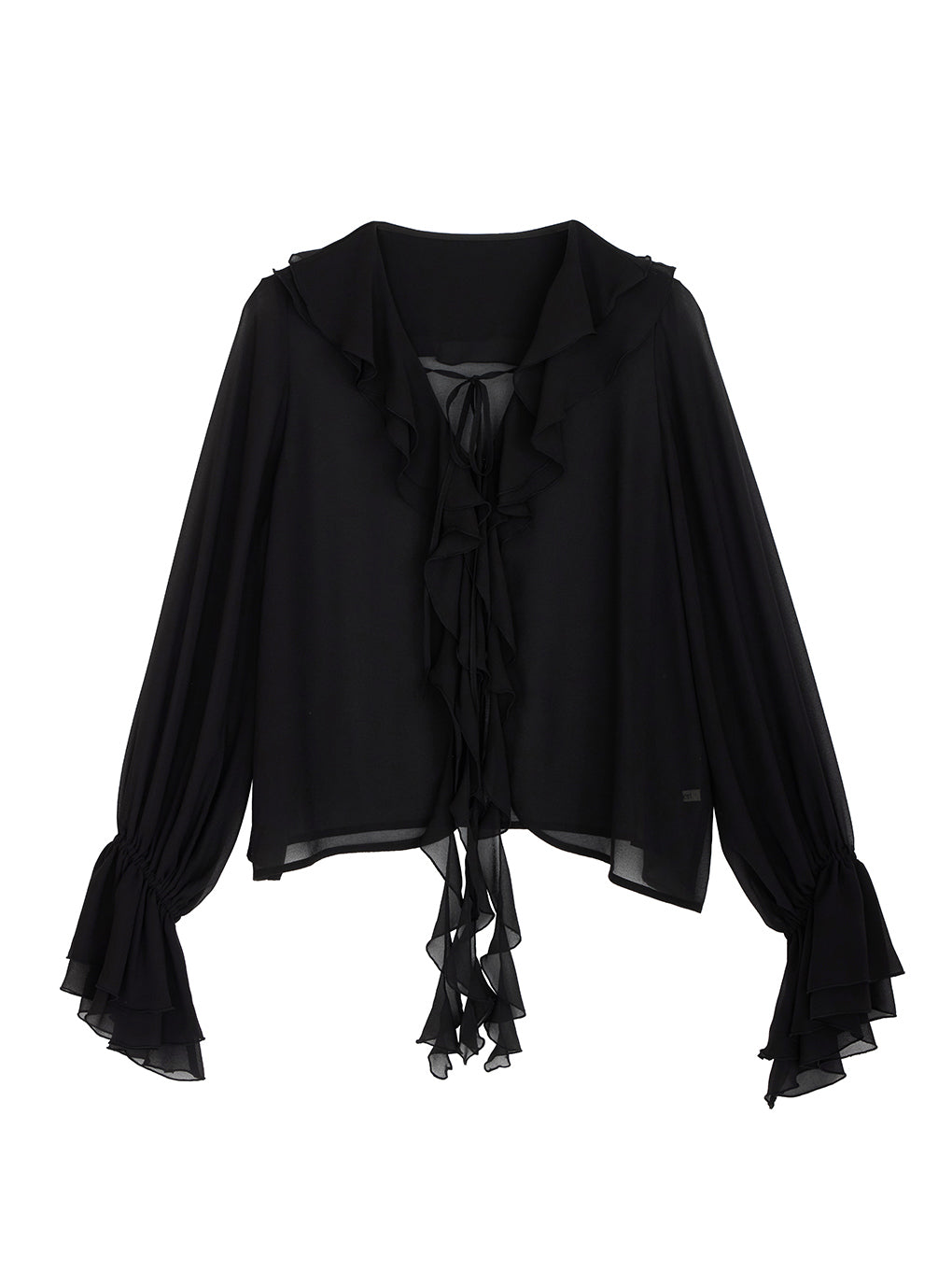 SHEER TWIST FRILL BLOUSE