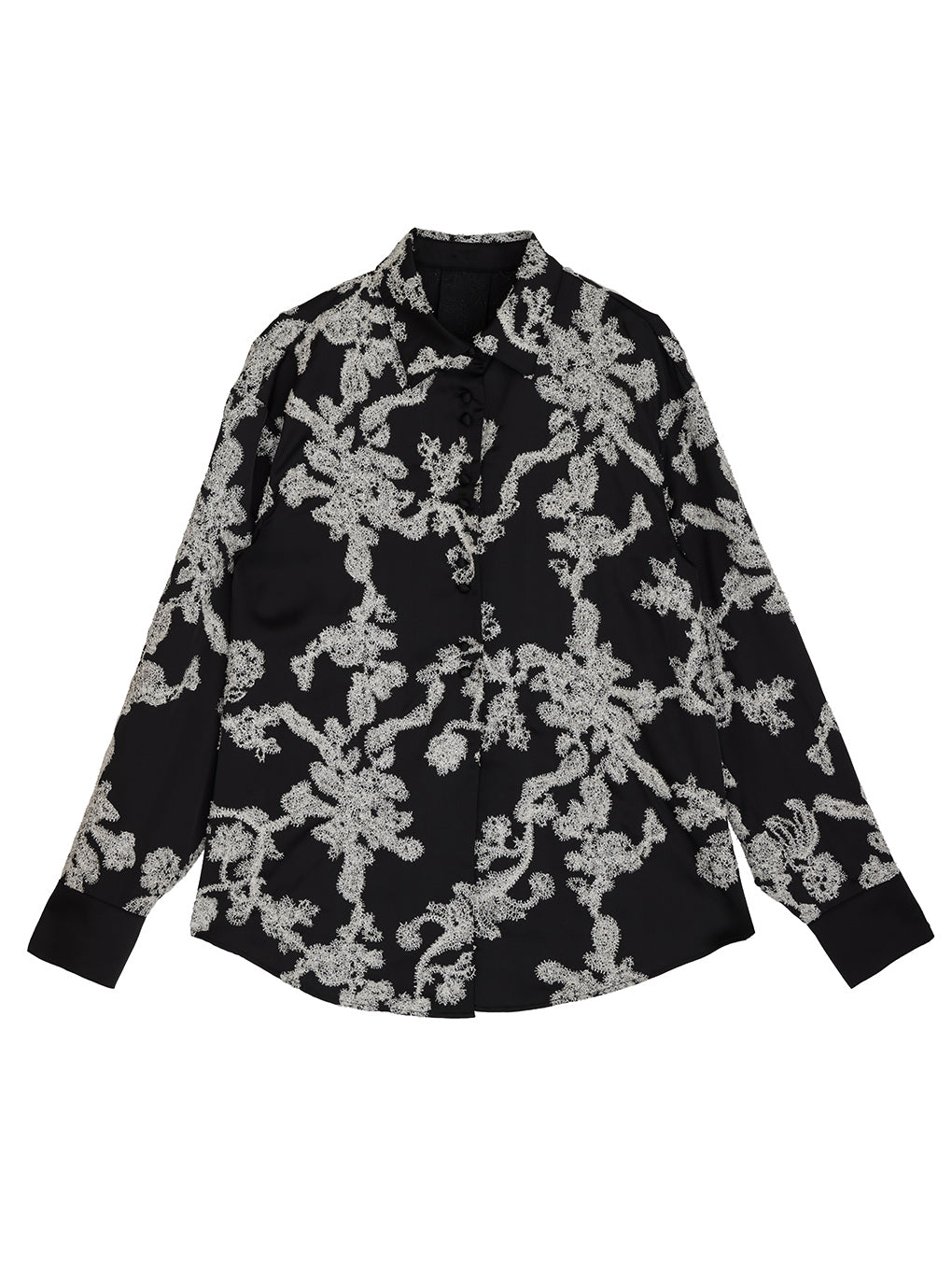 MOLE YARN EMBROIDERY SATIN SHIRT