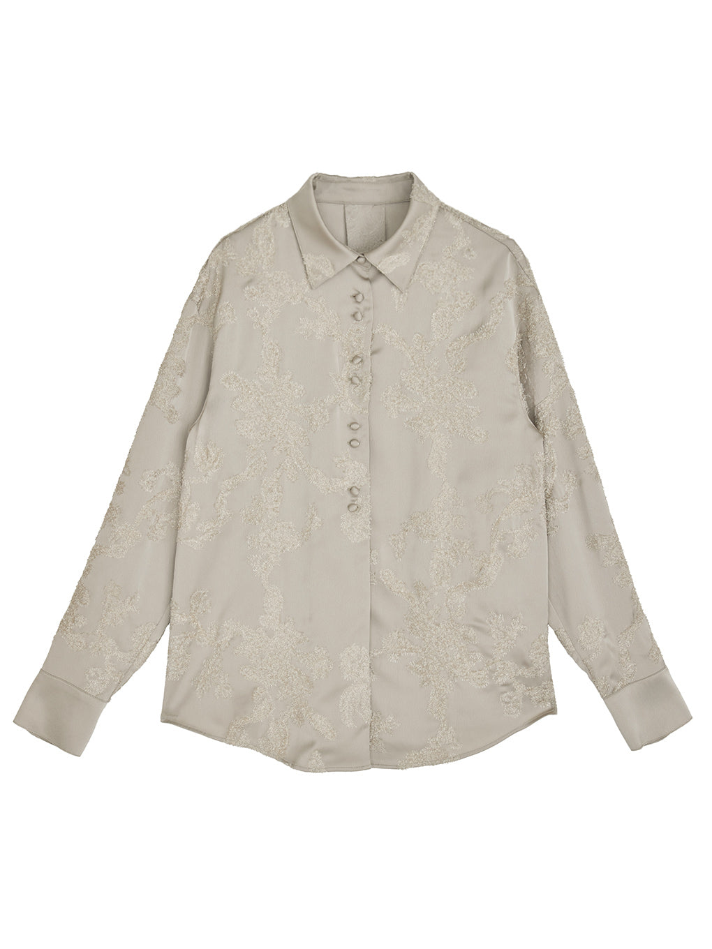 MOLE YARN EMBROIDERY SATIN SHIRT