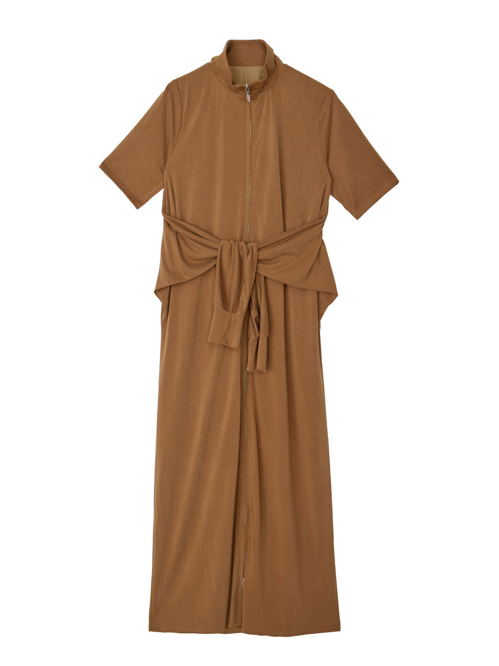 FIBRYL HIGH NECK ZIP CUT DRESS