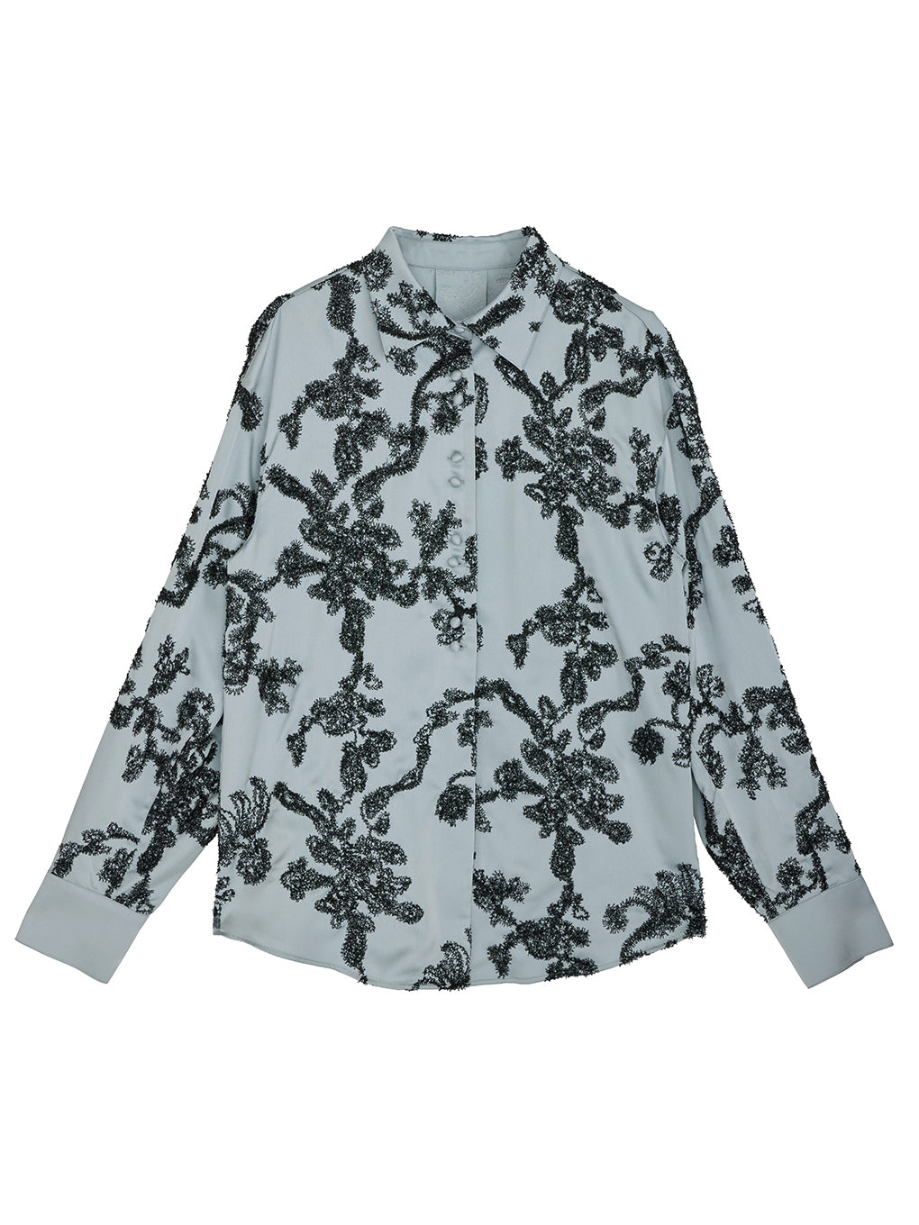 MOLE YARN EMBROIDERY SATIN SHIRT