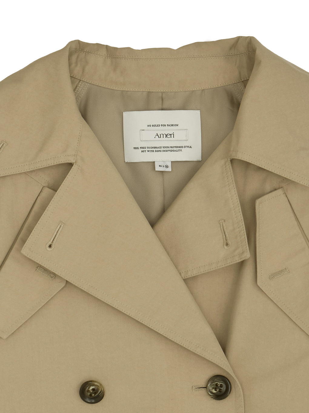DRAWSTRING YOKE TRENCH SHORT COAT