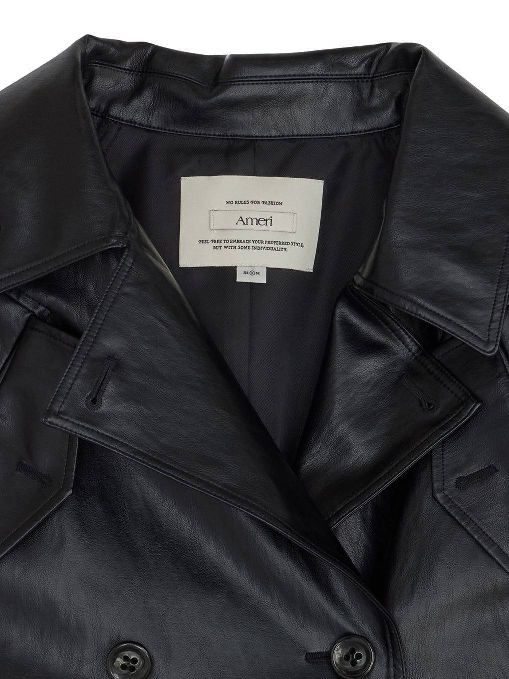 DRAWSTRING YOKE SYNTHETIC LEATHER SHORT COAT