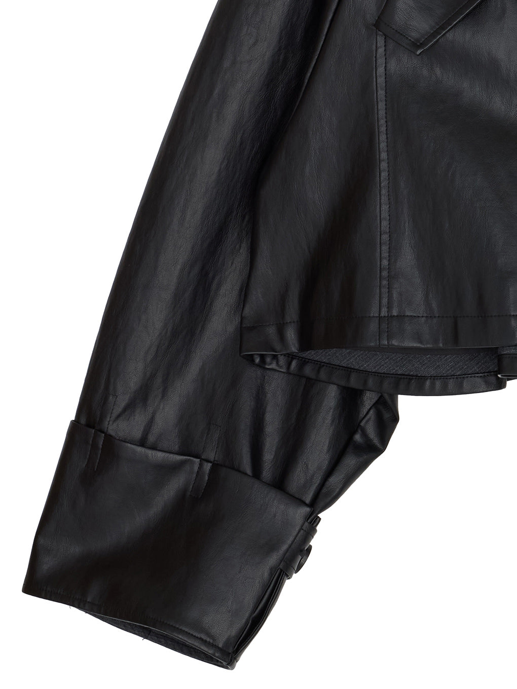 DRAWSTRING YOKE SYNTHETIC LEATHER SHORT COAT