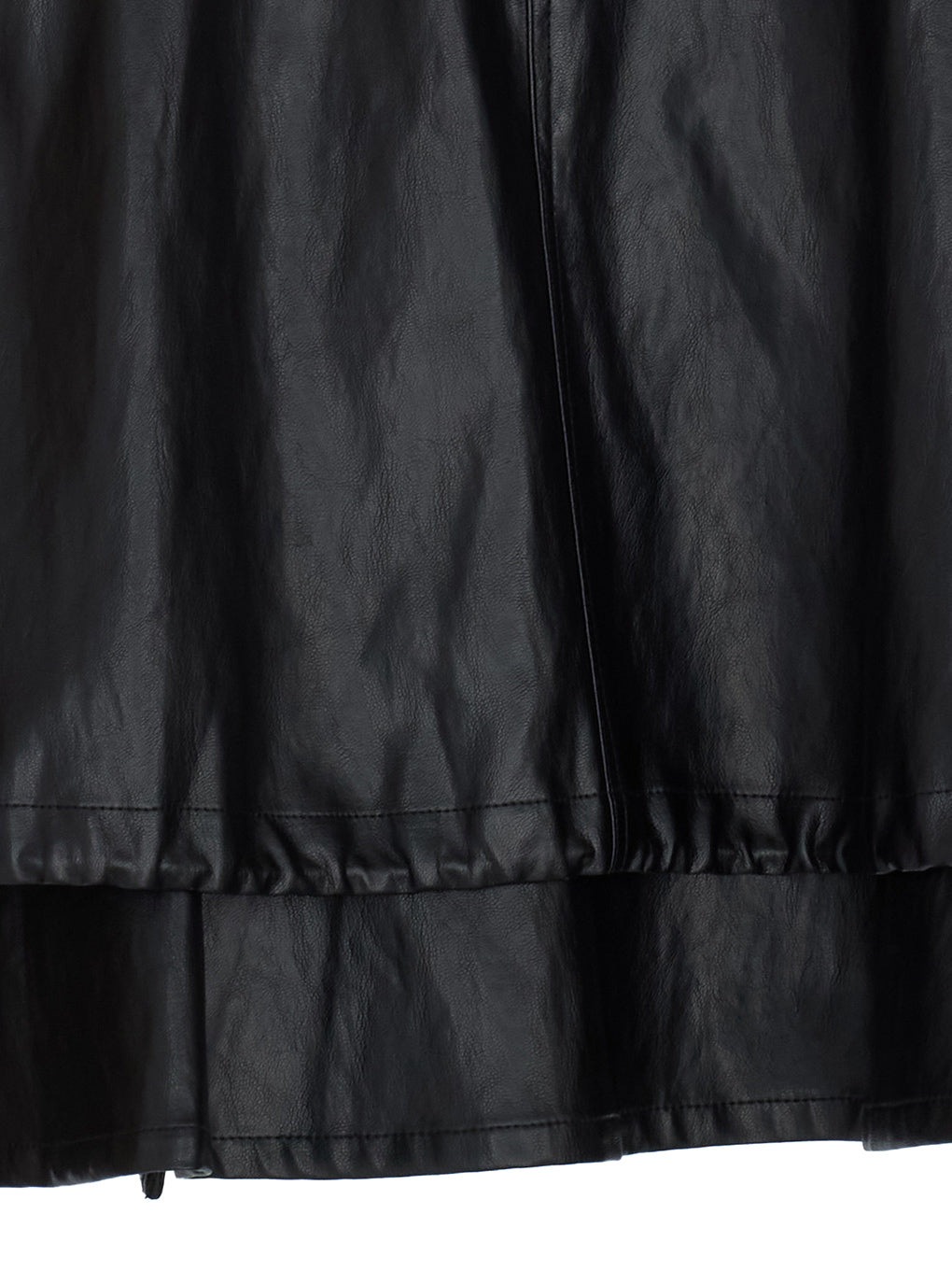 DRAWSTRING YOKE SYNTHETIC LEATHER SHORT COAT