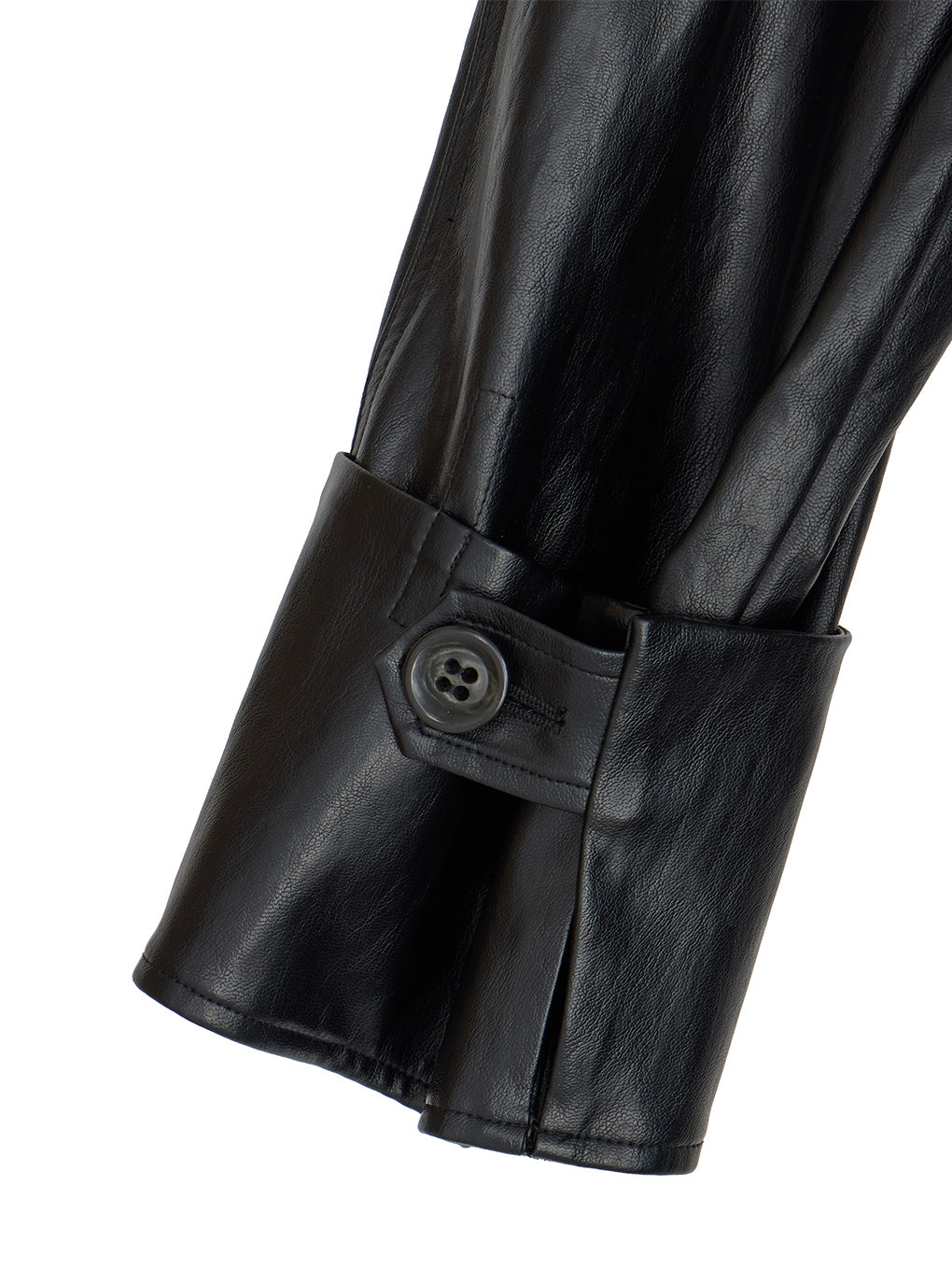 DRAWSTRING YOKE SYNTHETIC LEATHER SHORT COAT