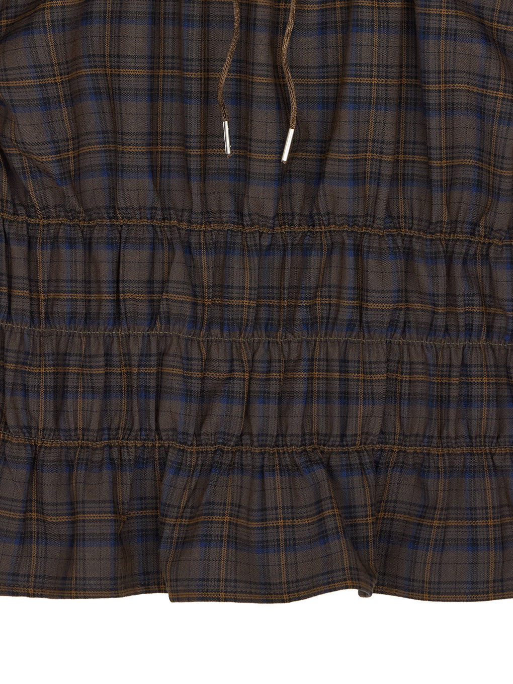 CHECK SHIRRING RIBBON TOPS