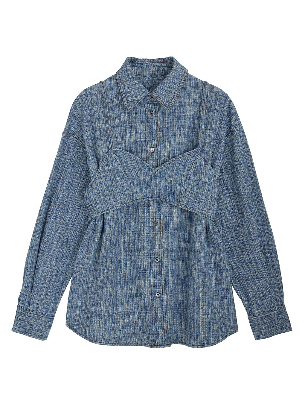 BUSTIER SET OVER DENIM HICKORY SHIRT
