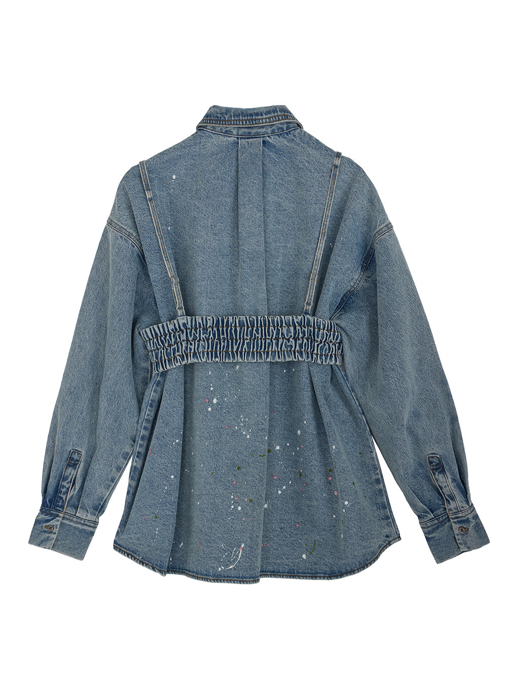 BUSTIER SET OVER DENIM PAINT SHIRT