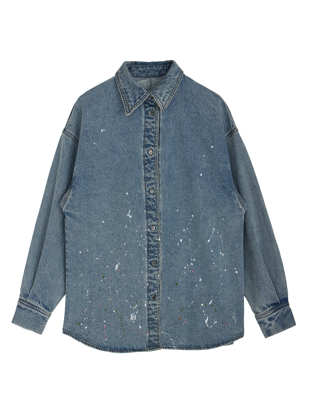 BUSTIER SET OVER DENIM PAINT SHIRT