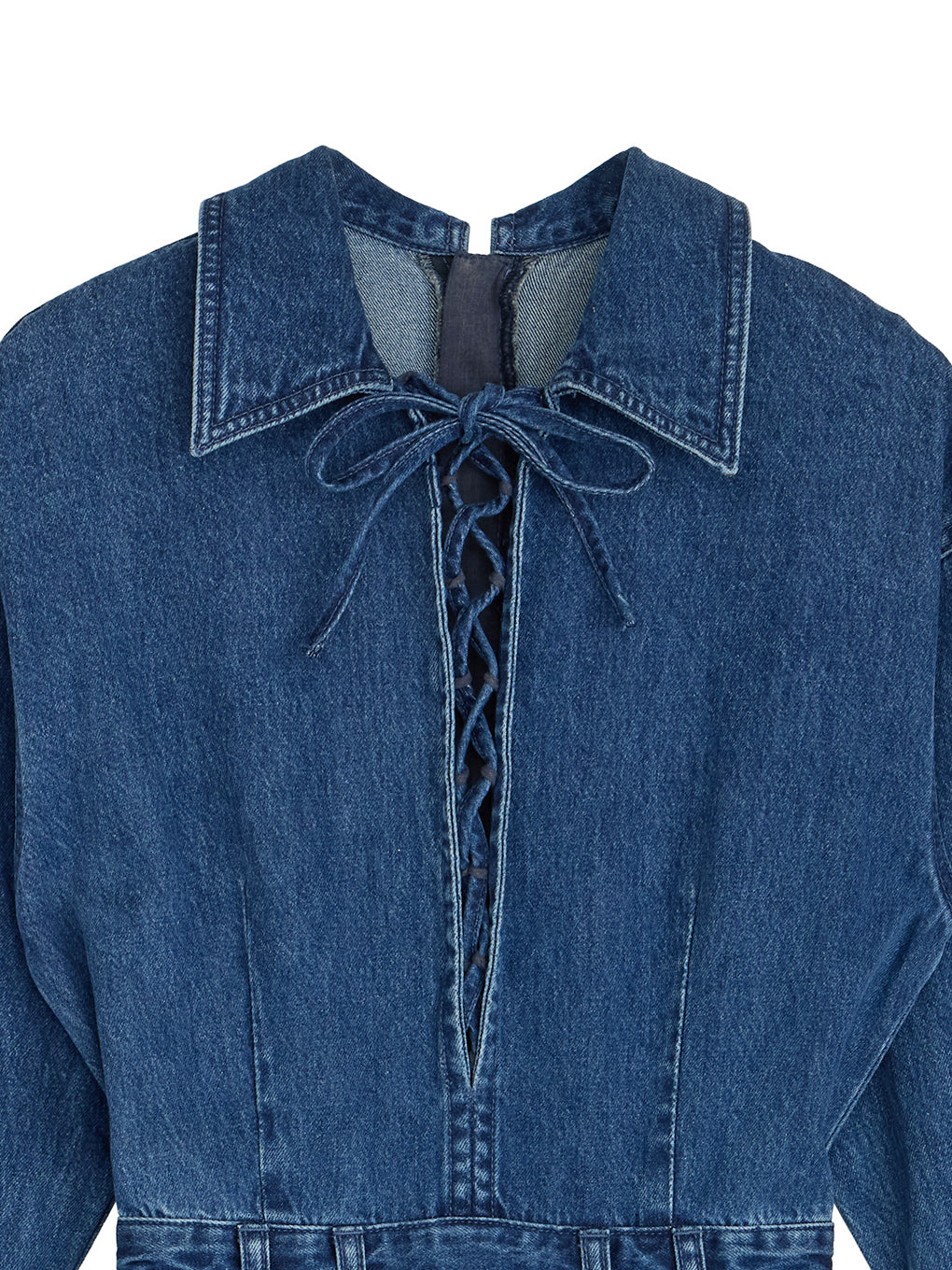 LACE UP DENIM ROMPERS