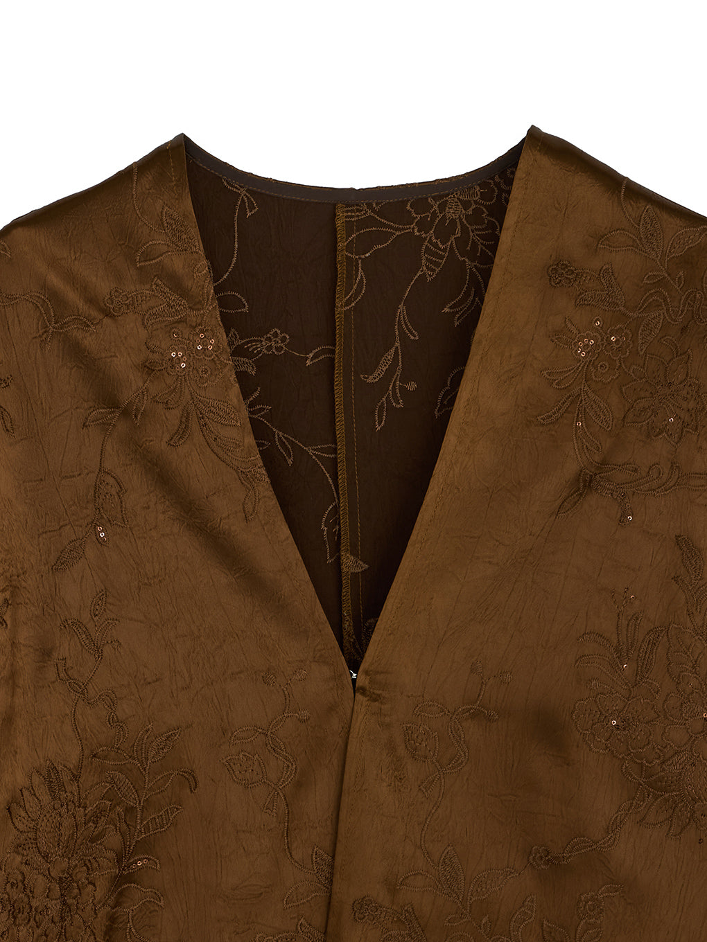 SEQUIN EMBROIDERY SATIN PONCHO
