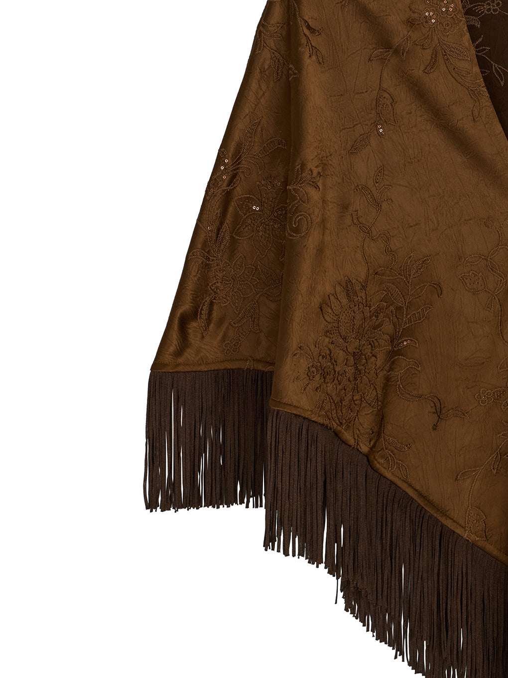 SEQUIN EMBROIDERY SATIN PONCHO
