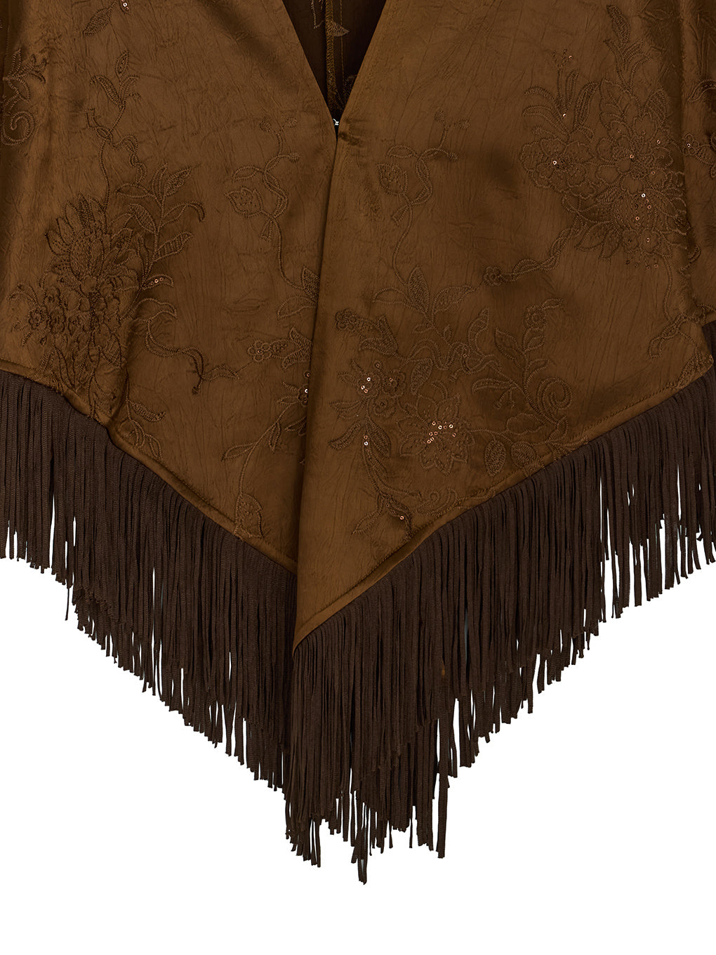 SEQUIN EMBROIDERY SATIN PONCHO