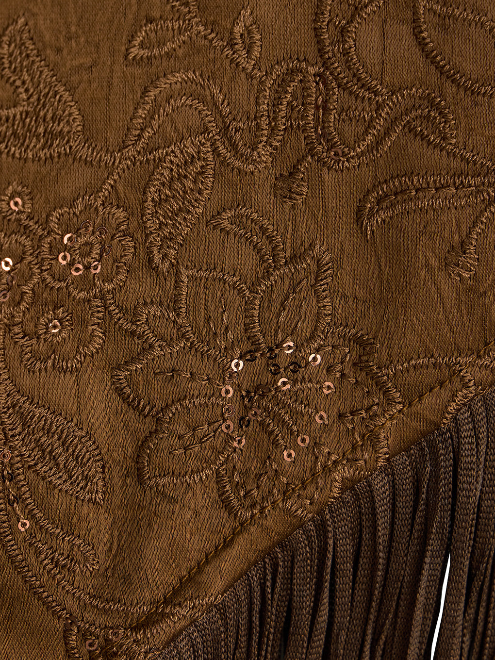 SEQUIN EMBROIDERY SATIN PONCHO