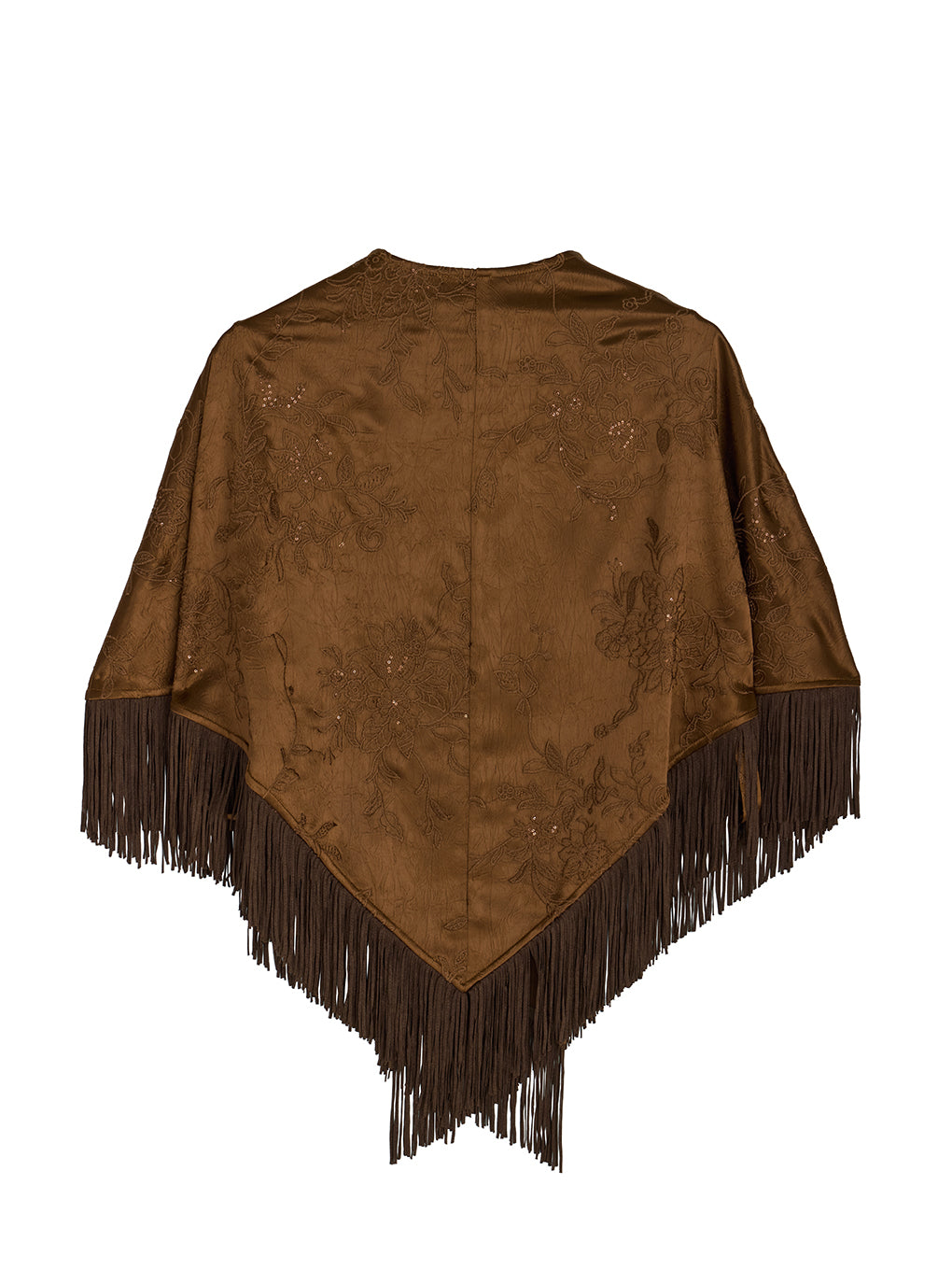 SEQUIN EMBROIDERY SATIN PONCHO