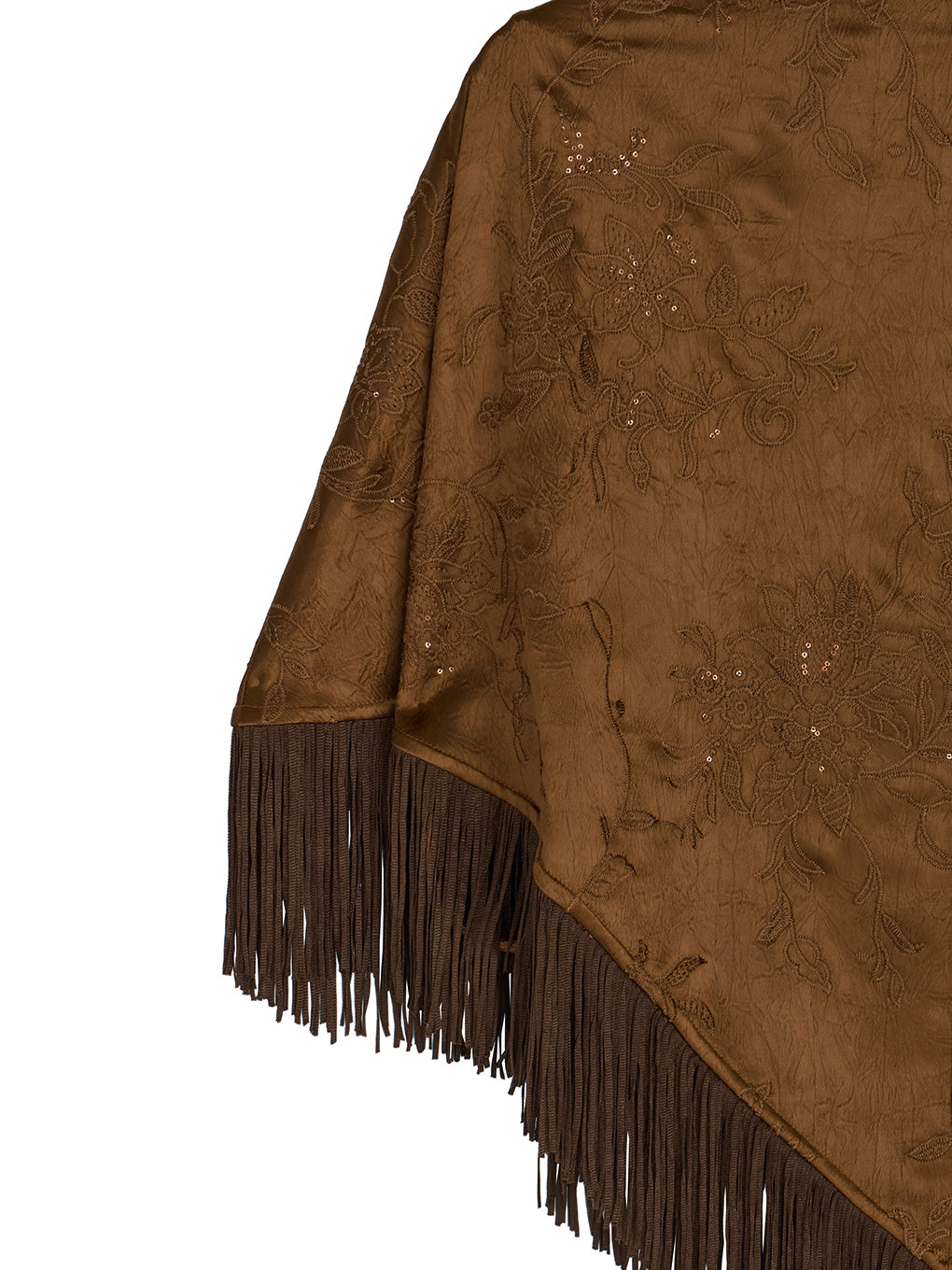 SEQUIN EMBROIDERY SATIN PONCHO