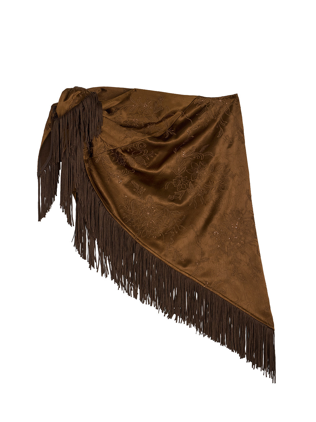 SEQUIN EMBROIDERY SATIN PONCHO