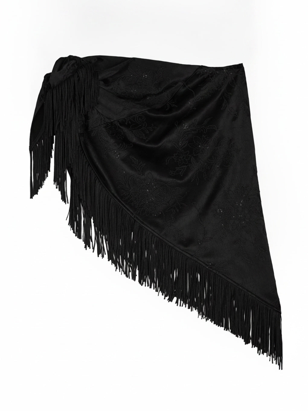 SEQUIN EMBROIDERY SATIN PONCHO