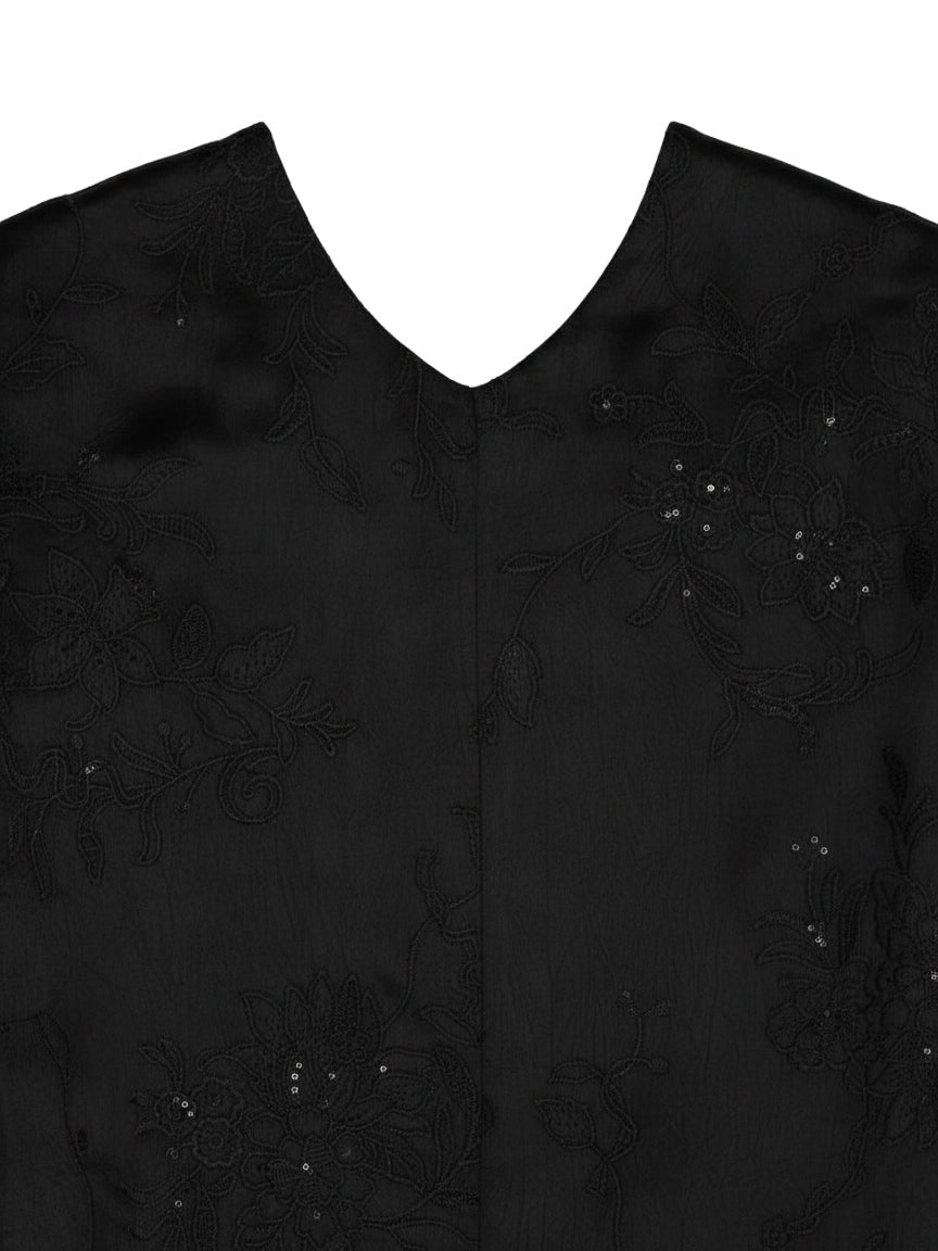 SEQUIN EMBROIDERY SATIN PONCHO