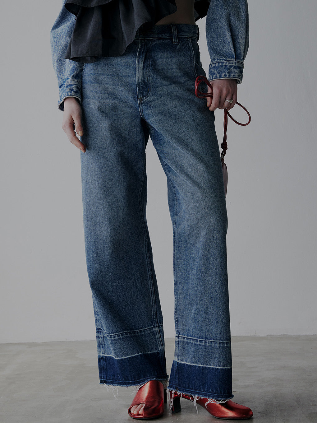 WIDE STRAIGHT DENIM PANTS