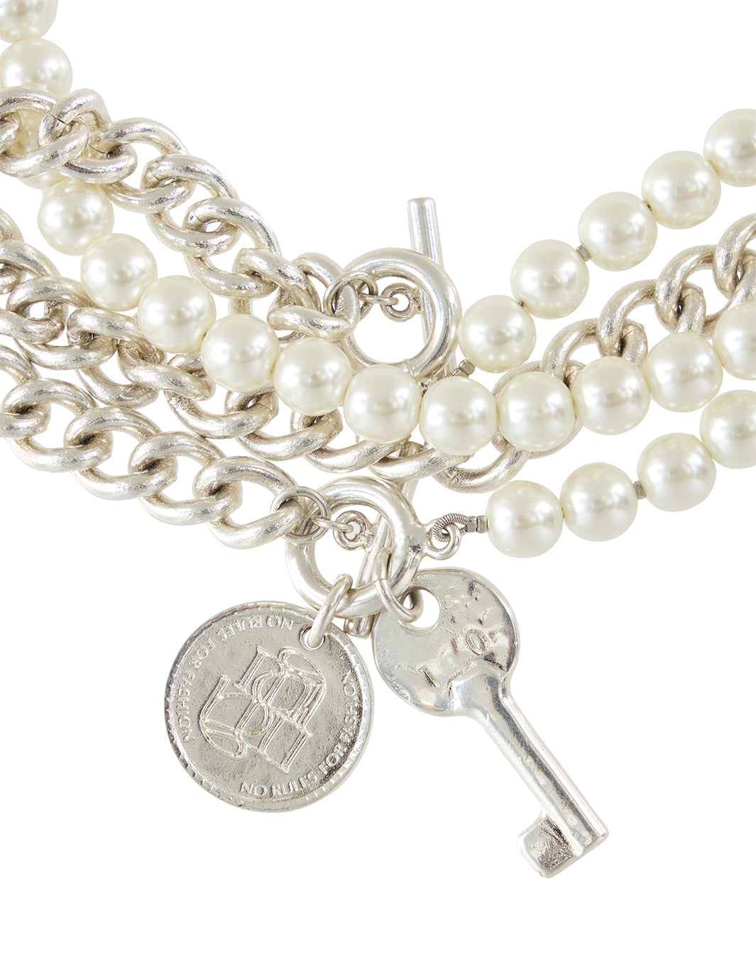 3WAY MOTIF FAKE PEARL CHAIN NECKLACE