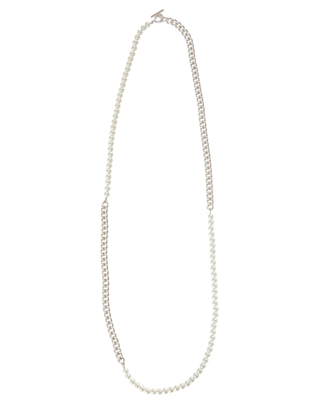 3WAY MOTIF FAKE PEARL CHAIN NECKLACE