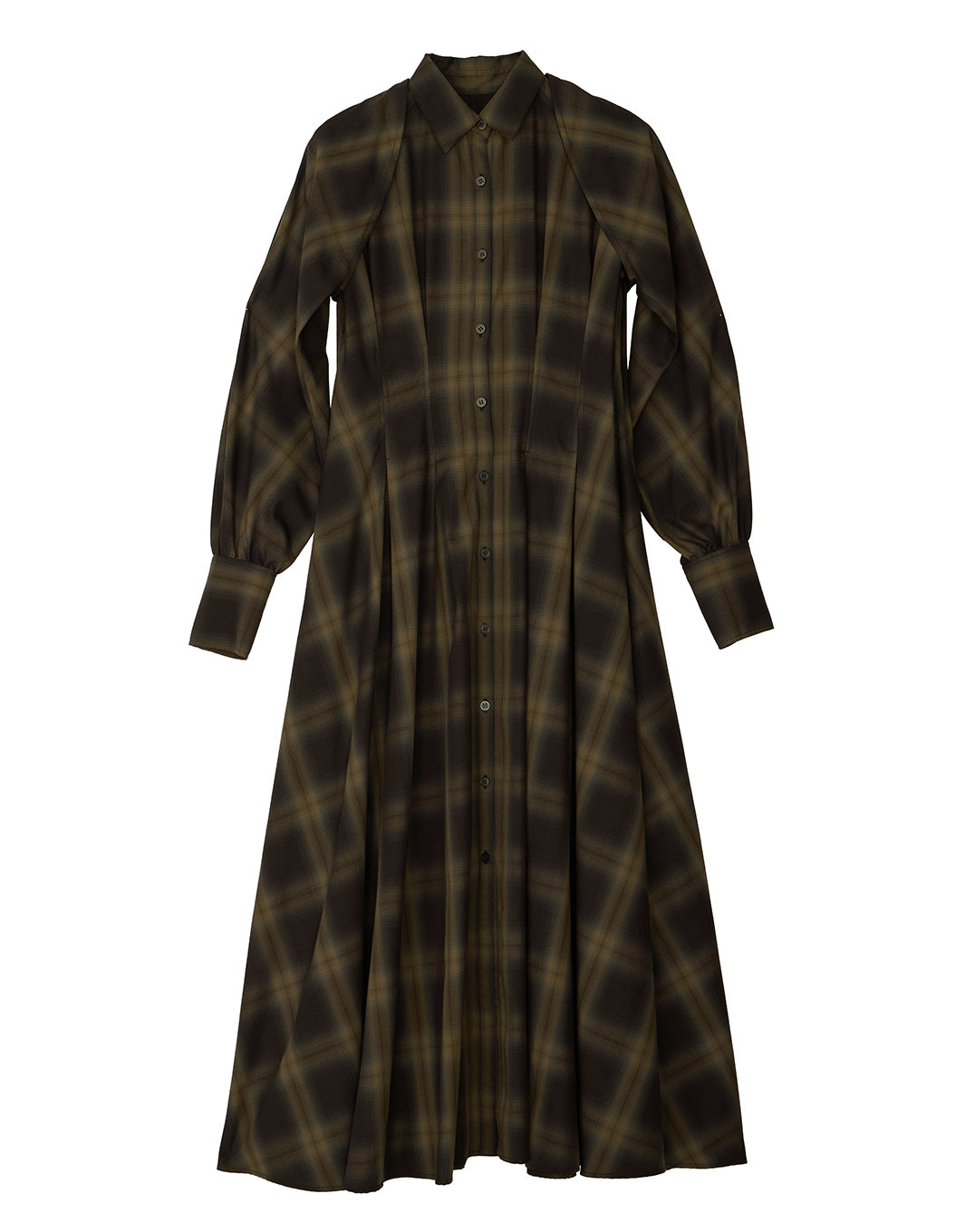 3WAY OMBRE CHECK FLARE DRESS