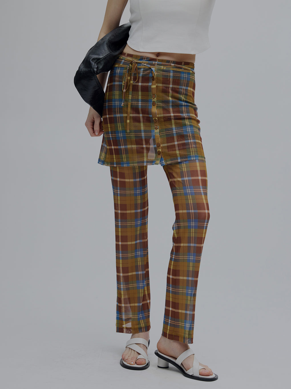 WRAP BELT SET CHECK PANTS