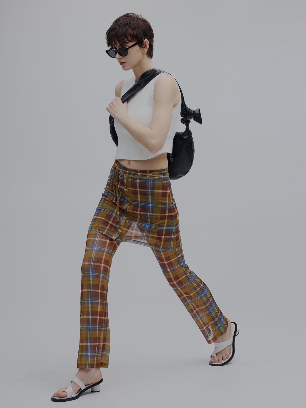 WRAP BELT SET CHECK PANTS