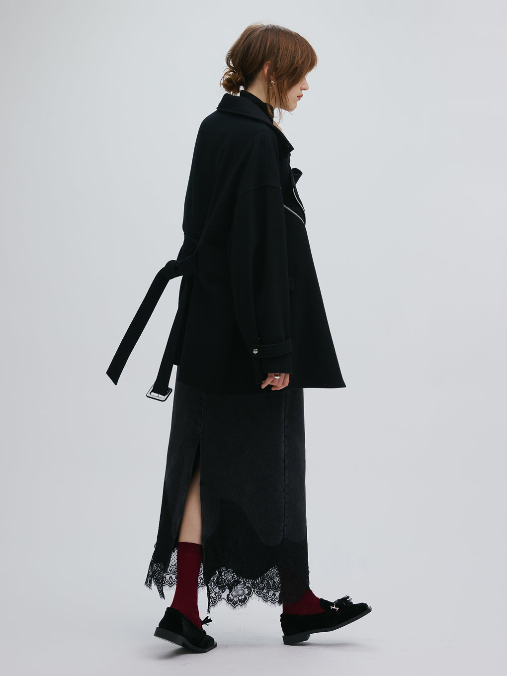 CHEMICAL OVERDYE LACE SWEAT SKIRT