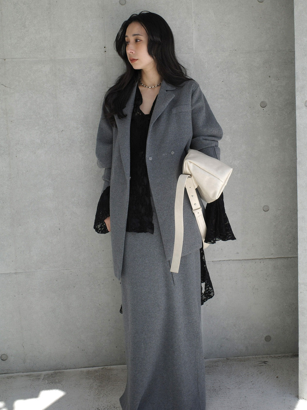 UND JACKET WINDING SKIRT KNIT SET DRESS