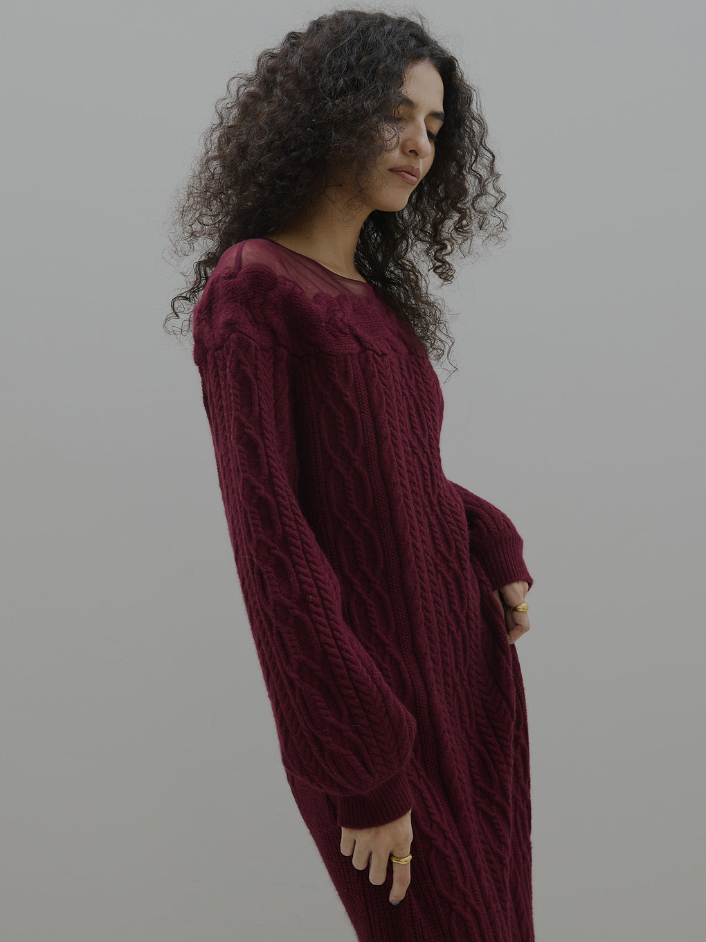 SHEER DOCKING LADY LIKE KNIT DRESS