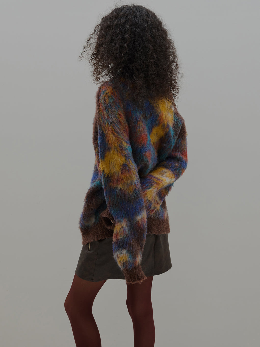 WILTED FLOWER MOHAIR JACQUARD  KNIT TOP