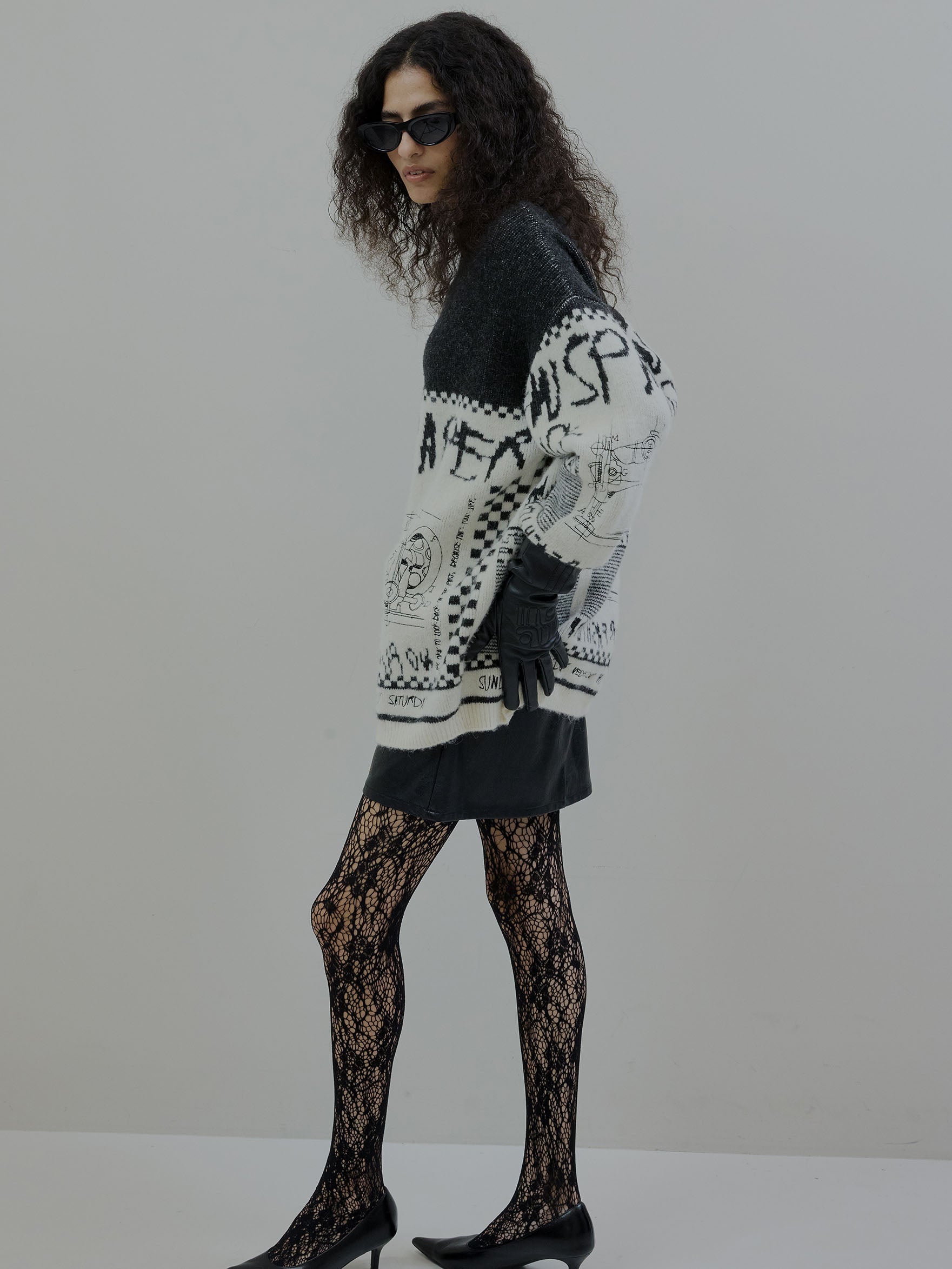 NEWS PAPER JACQUARED KNIT TOP