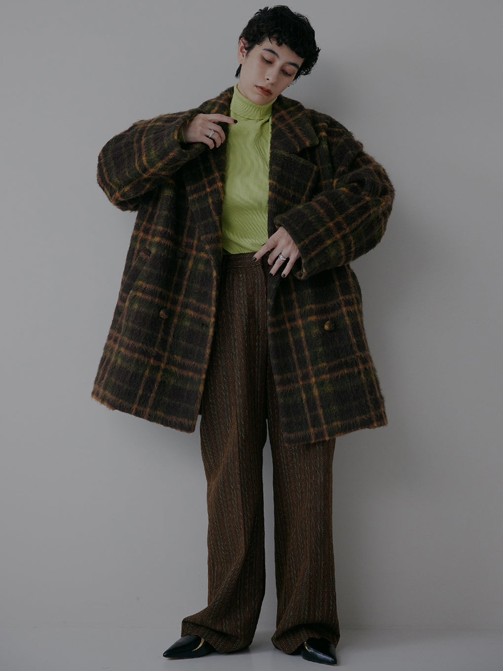 ADORABLE SHAGGY CHECK COAT