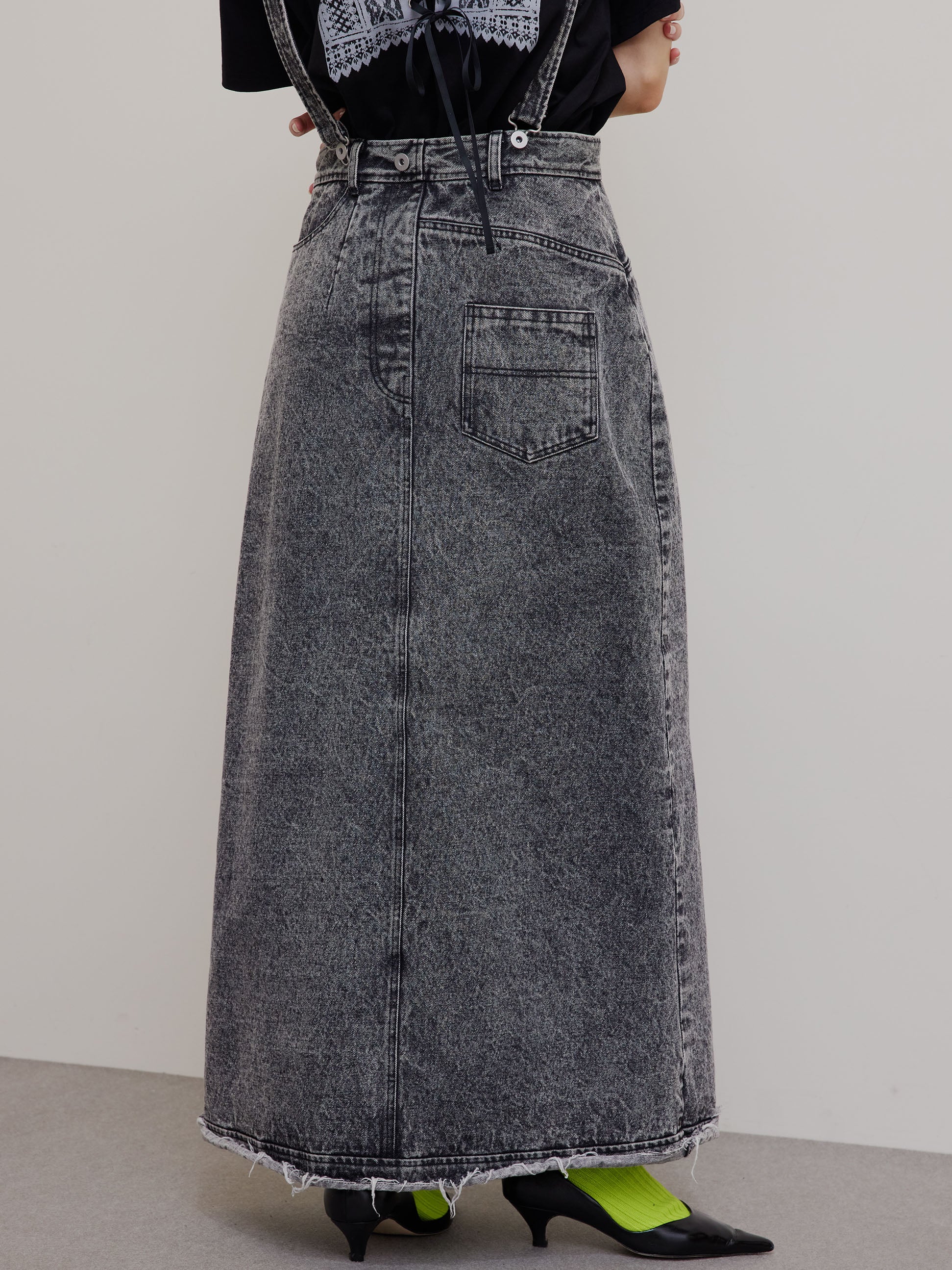 MEDI INVERT SUSPENDER DENIM SKIRT